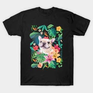 Tropical Cream White Frenchie French Bulldog 3 T-Shirt